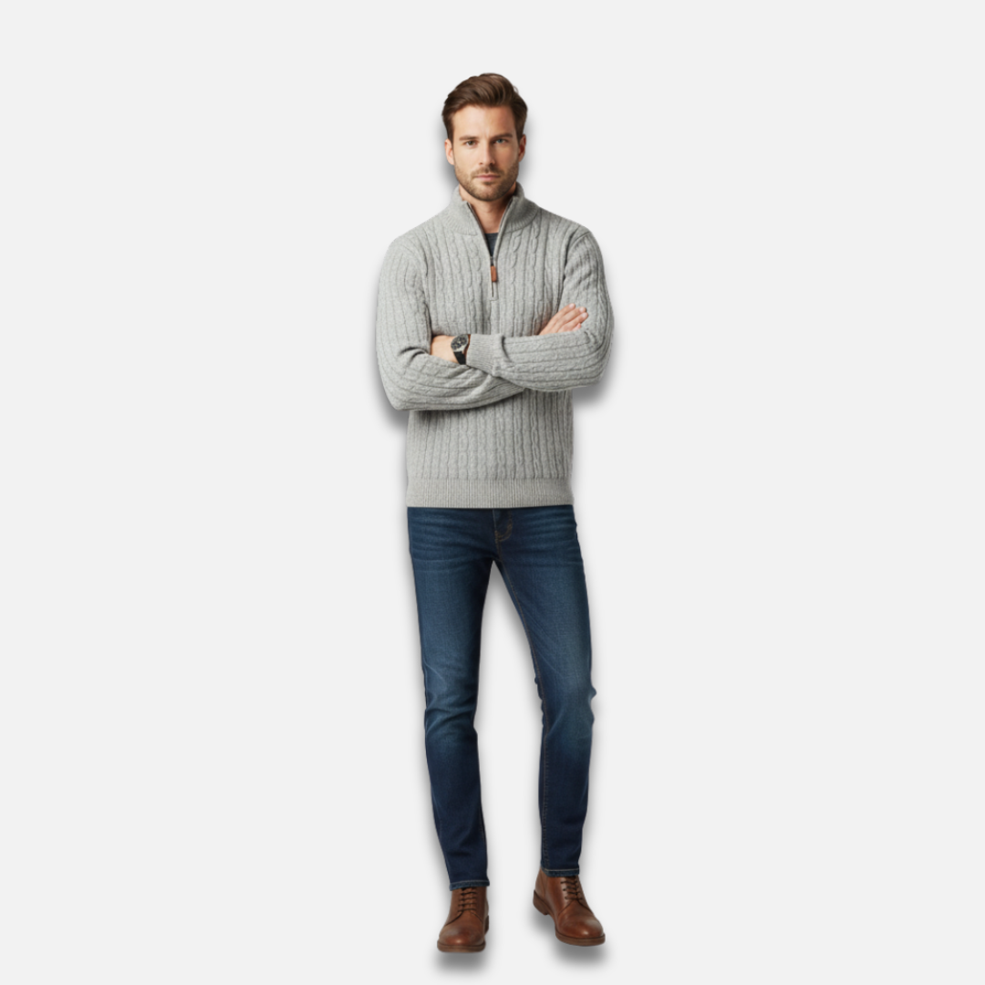 Men’s Timeless Zip Cable Knit Sweater Laurel & Legacy