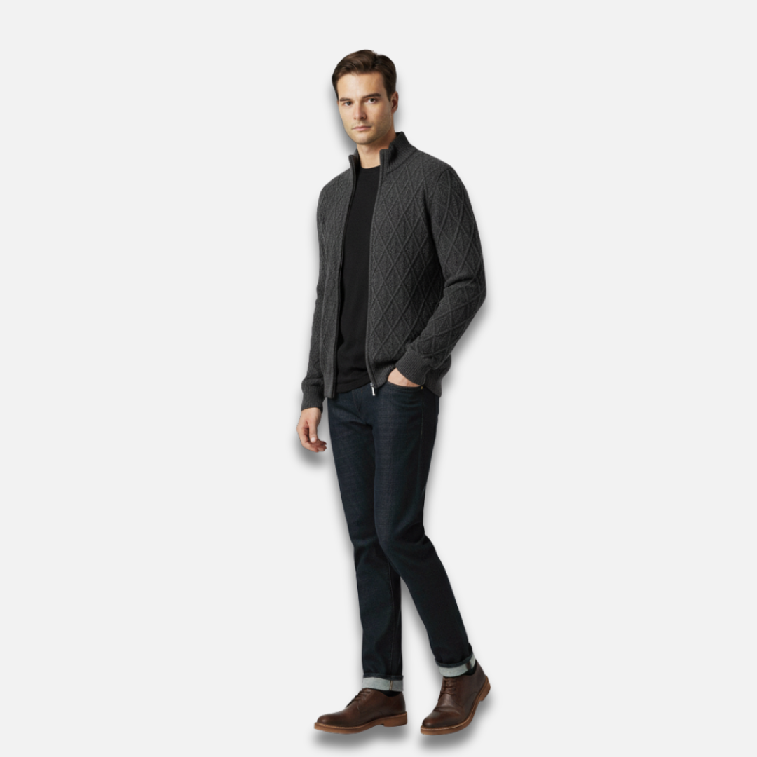 Men’s Diamond Knit Zip-Up Sweater Laurel & Legacy