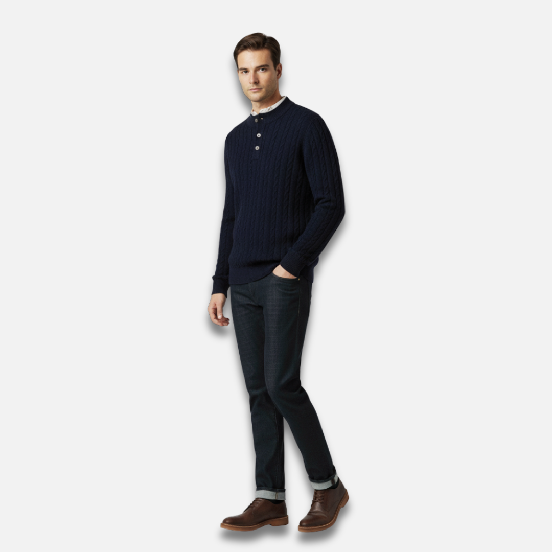 Men’s Cable Knit Buttoned Pullover Sweater Laurel & Legacy