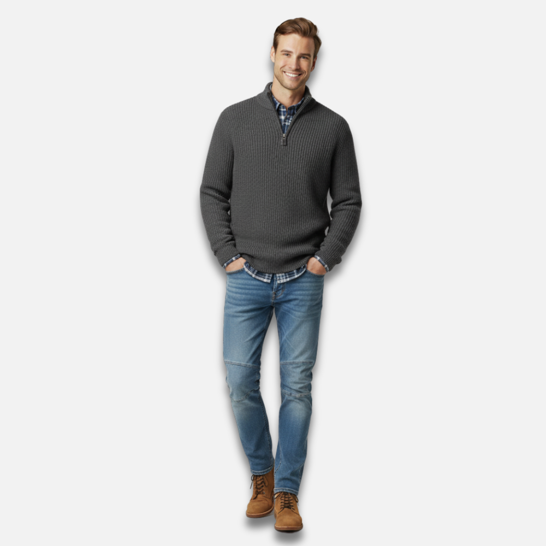 Men’s Half-Zip Ribbed Knit Sweater Laurel & Legacy
