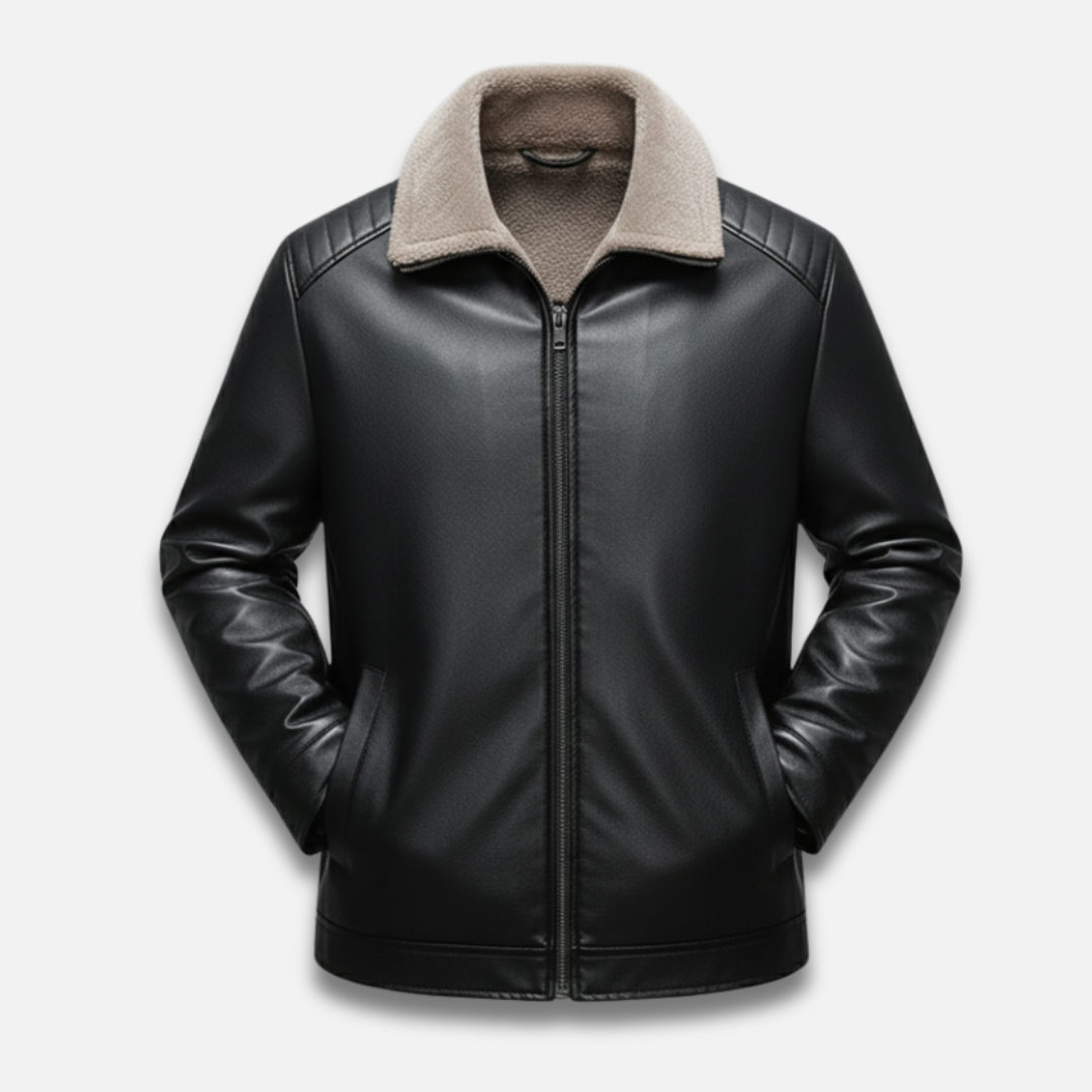 Men’s Lapel Wool-Lined Leather Jacket Laurel & Legacy