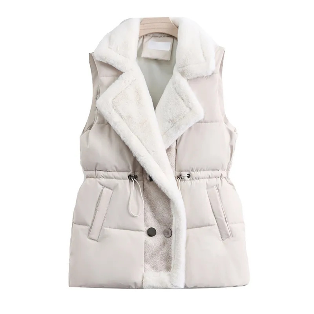 Women’s Sleeveless Cotton Waistcoat with Fur Trim Laurel & Legacy
