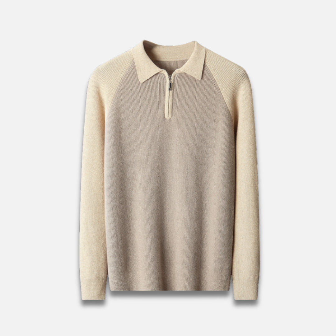 Men’s Half-Zip Contrast Lapel Sweater Laurel & Legacy