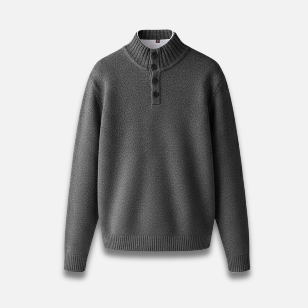 Men’s Four-Button Half-Collar Wool Sweater Laurel & Legacy