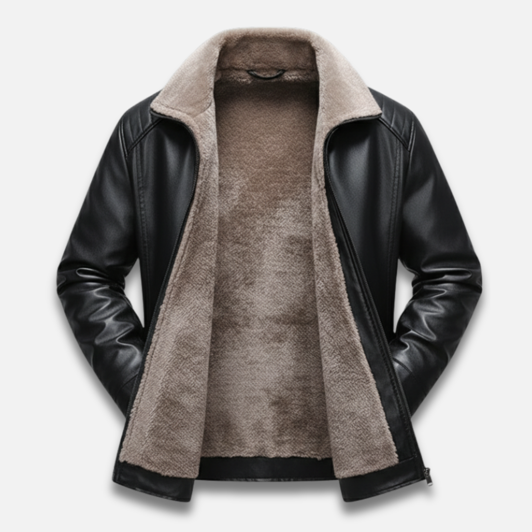 Men’s Lapel Wool-Lined Leather Jacket Laurel & Legacy