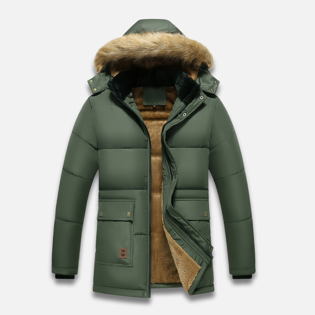 Men’s Fur-Lined Hooded Padded Jacket Laurel & Legacy