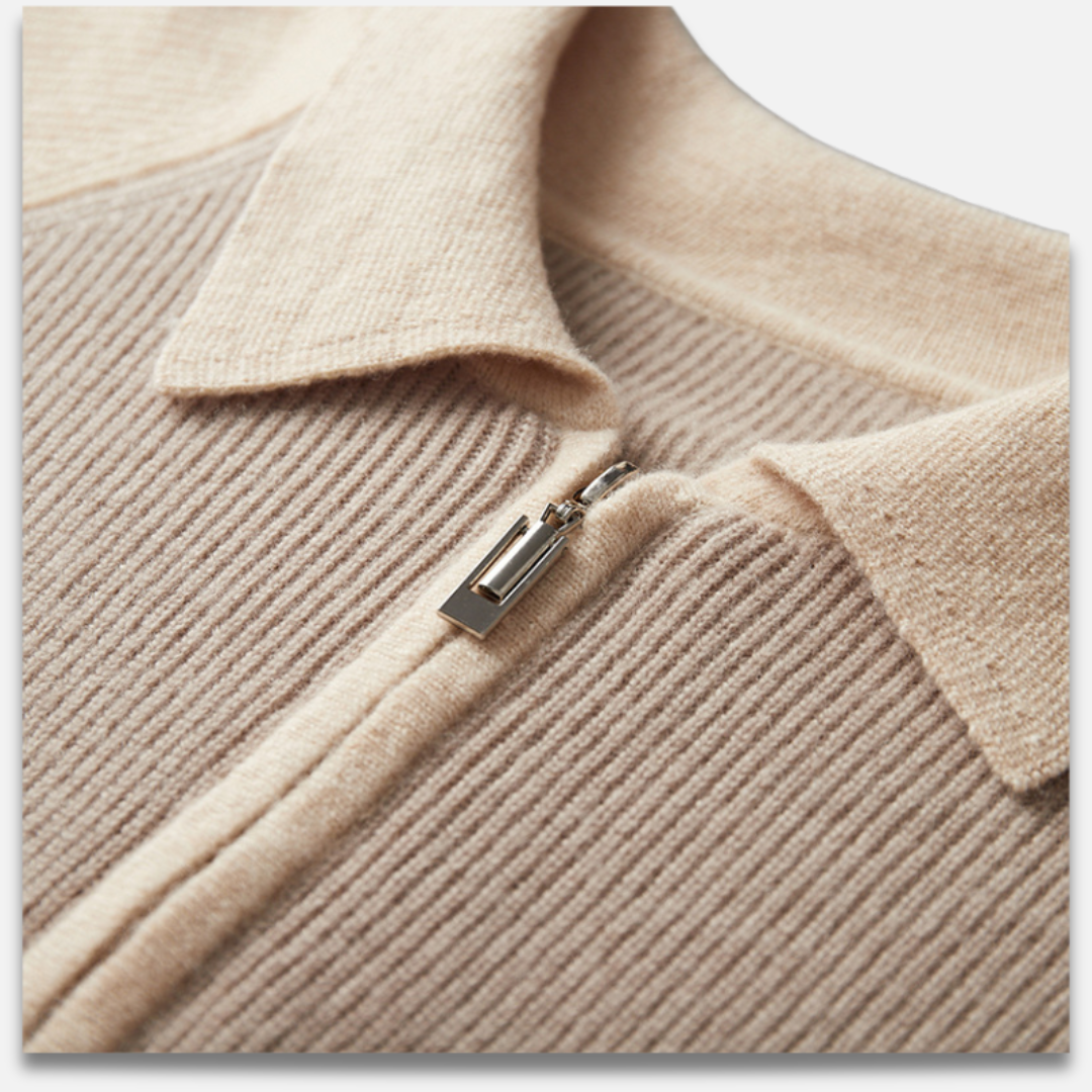 Men’s Half-Zip Contrast Lapel Sweater Laurel & Legacy