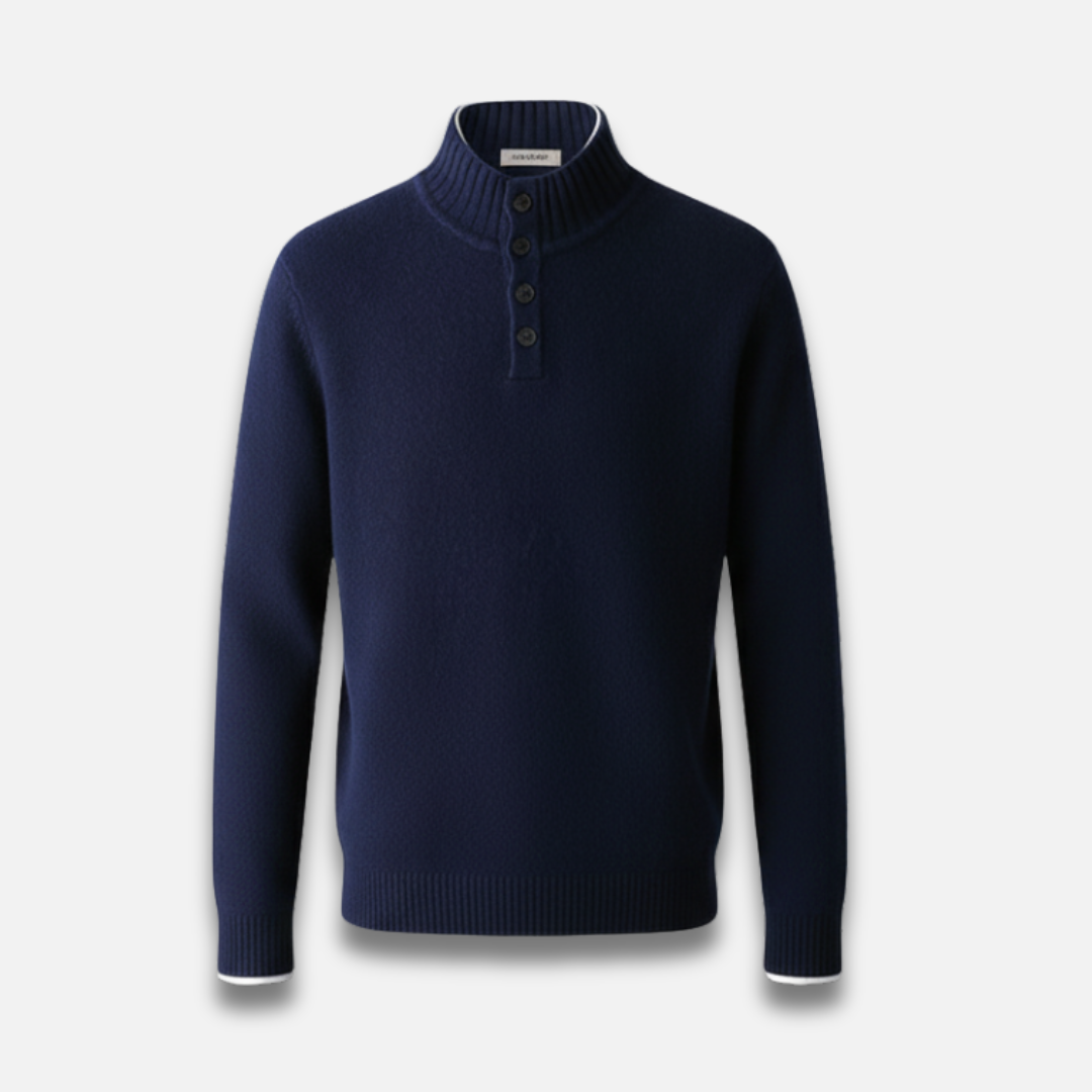 Men’s Four-Button Half-Collar Wool Sweater Laurel & Legacy