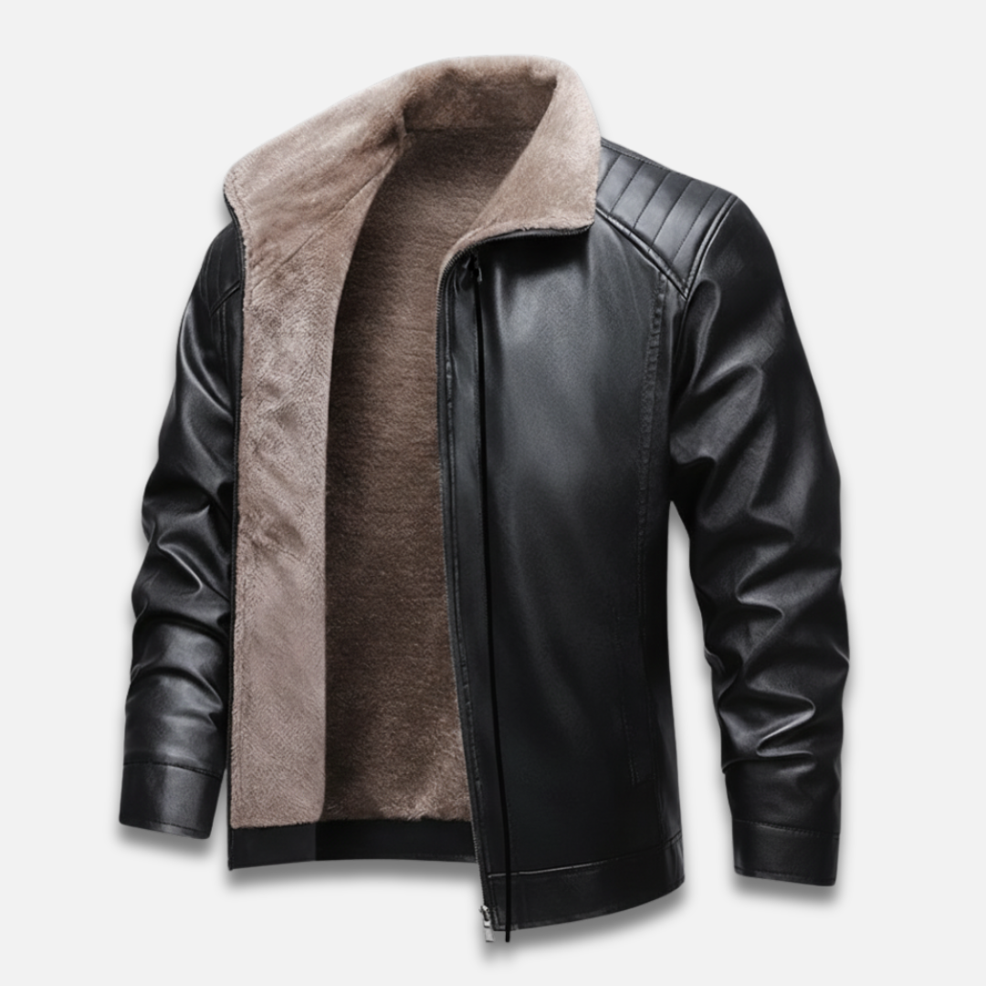 Men’s Lapel Wool-Lined Leather Jacket Laurel & Legacy