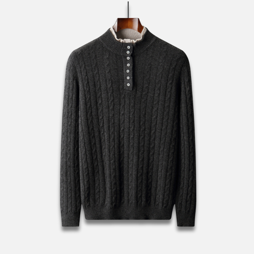 Men’s Cable Knit Buttoned Pullover Sweater Laurel & Legacy