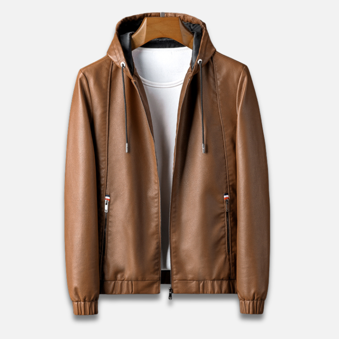 Men’s Hooded Leather Zip Jacket Laurel & Legacy