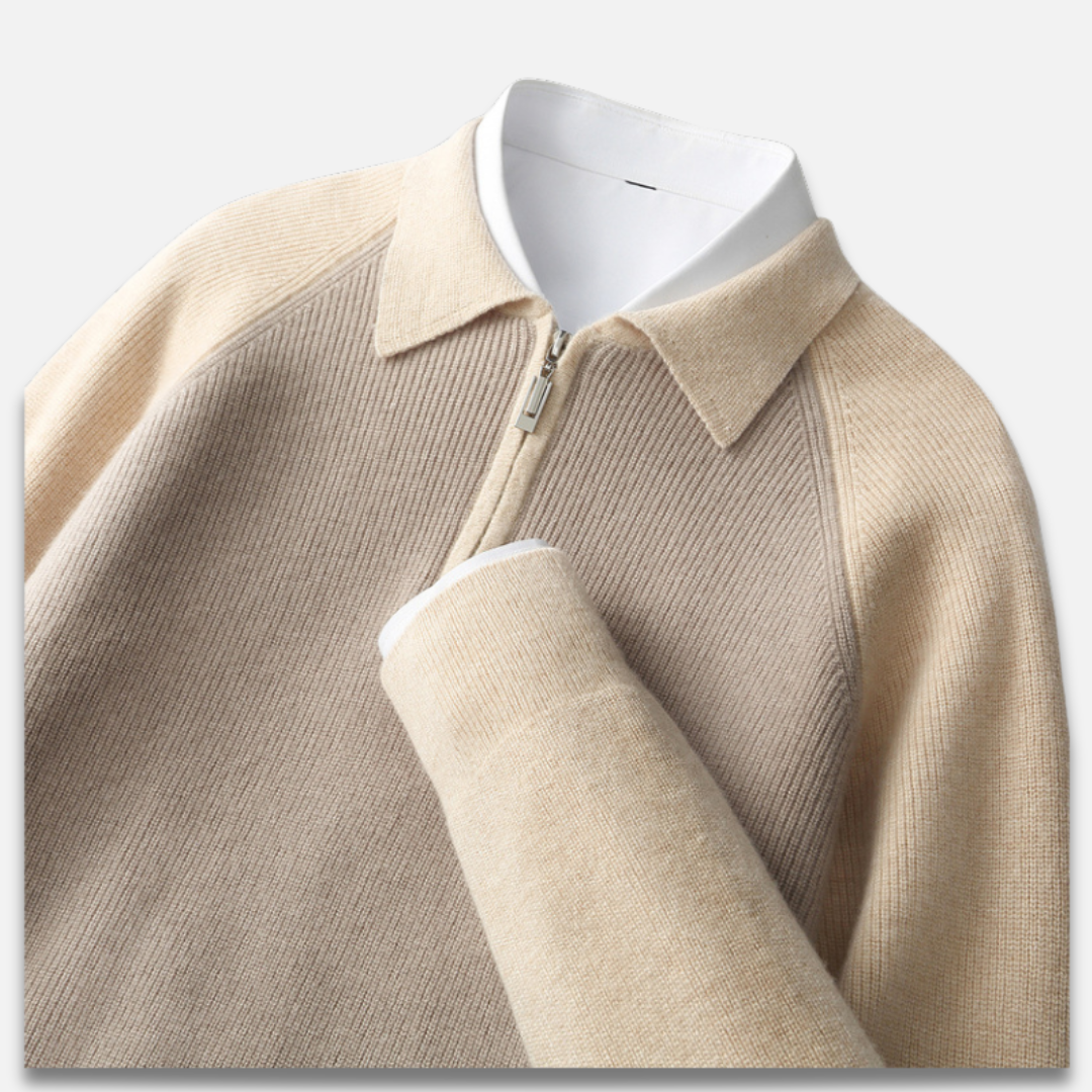 Men’s Half-Zip Contrast Lapel Sweater Laurel & Legacy