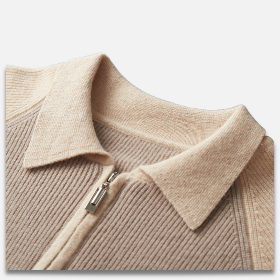Men’s Half-Zip Contrast Lapel Sweater Laurel & Legacy
