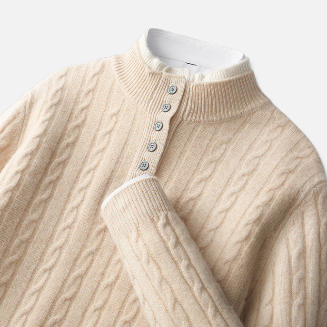Men’s Cable Knit Buttoned Pullover Sweater Laurel & Legacy