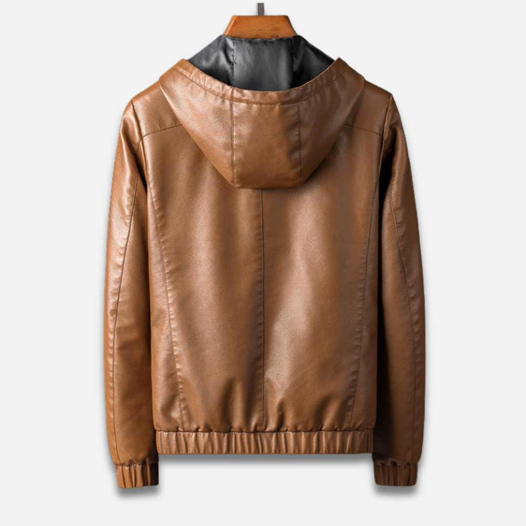 Men’s Hooded Leather Zip Jacket Laurel & Legacy