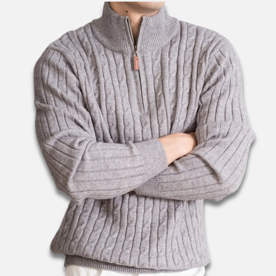 Men’s Timeless Zip Cable Knit Sweater Laurel & Legacy