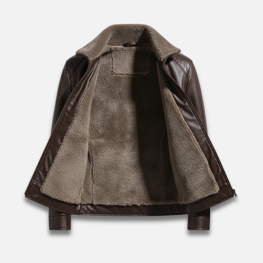 Men’s Lapel Wool-Lined Leather Jacket Laurel & Legacy