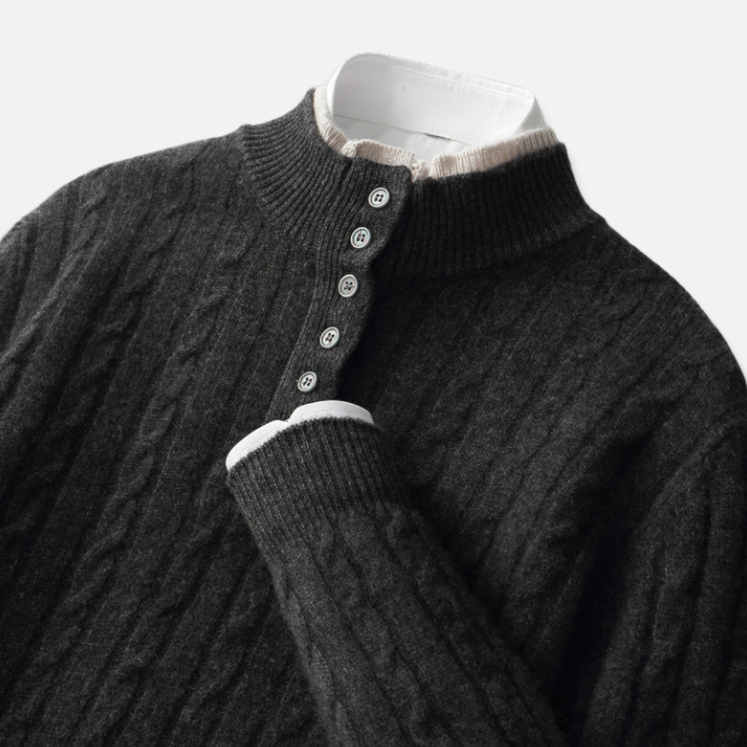 Men’s Cable Knit Buttoned Pullover Sweater Laurel & Legacy