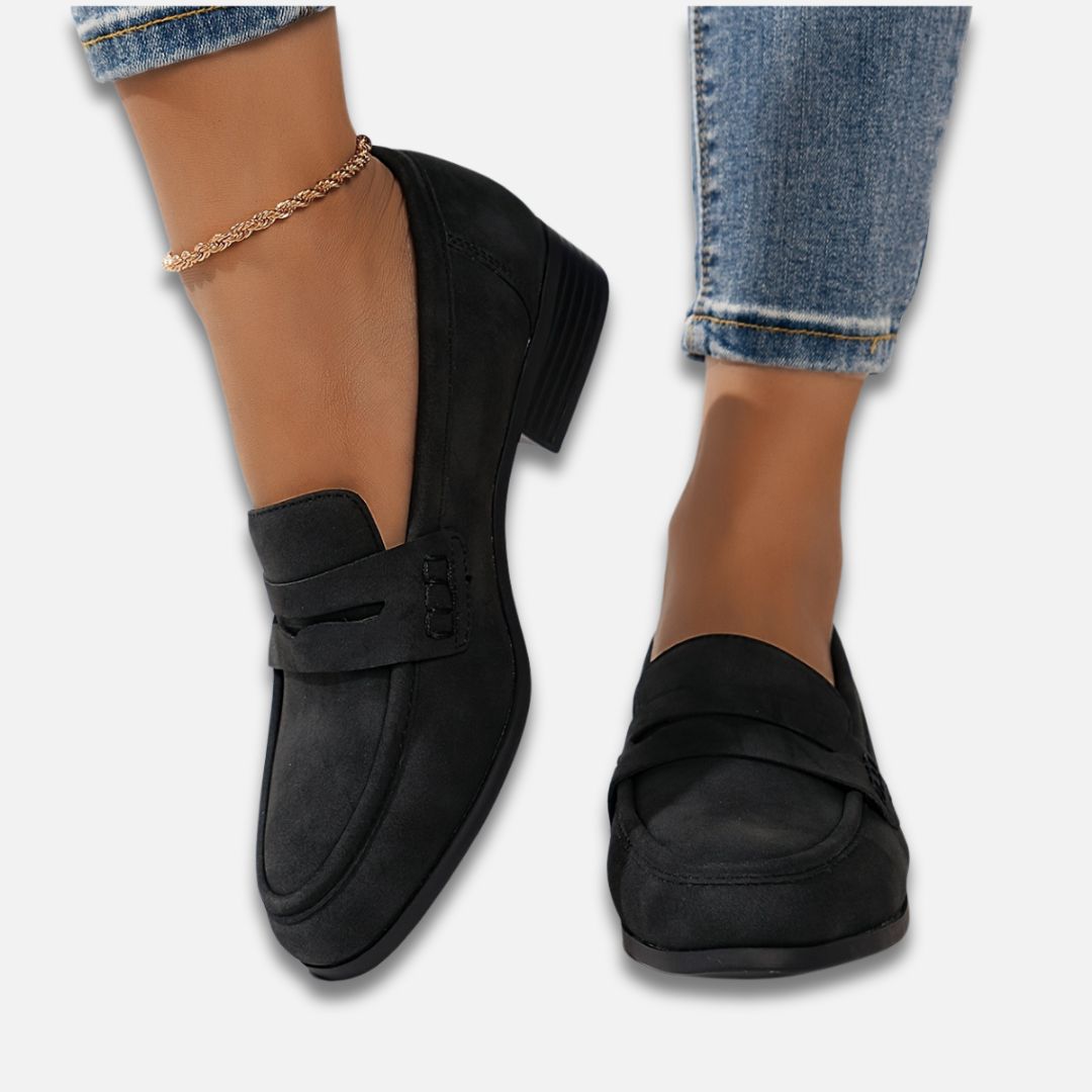 Women’s Solid Chunky Low Heel Penny Loafer Shoes Laurel & Legacy