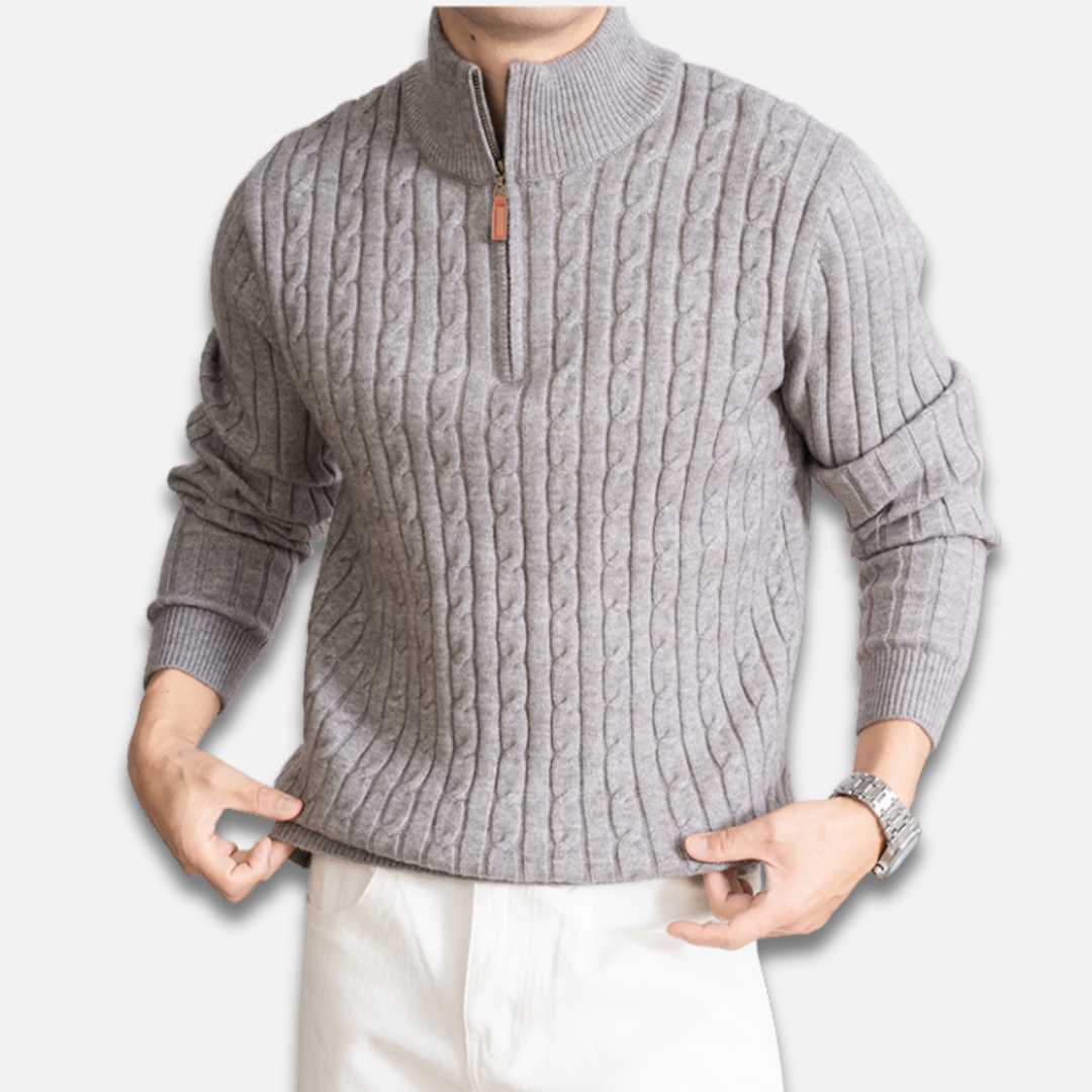 Men’s Timeless Zip Cable Knit Sweater Laurel & Legacy