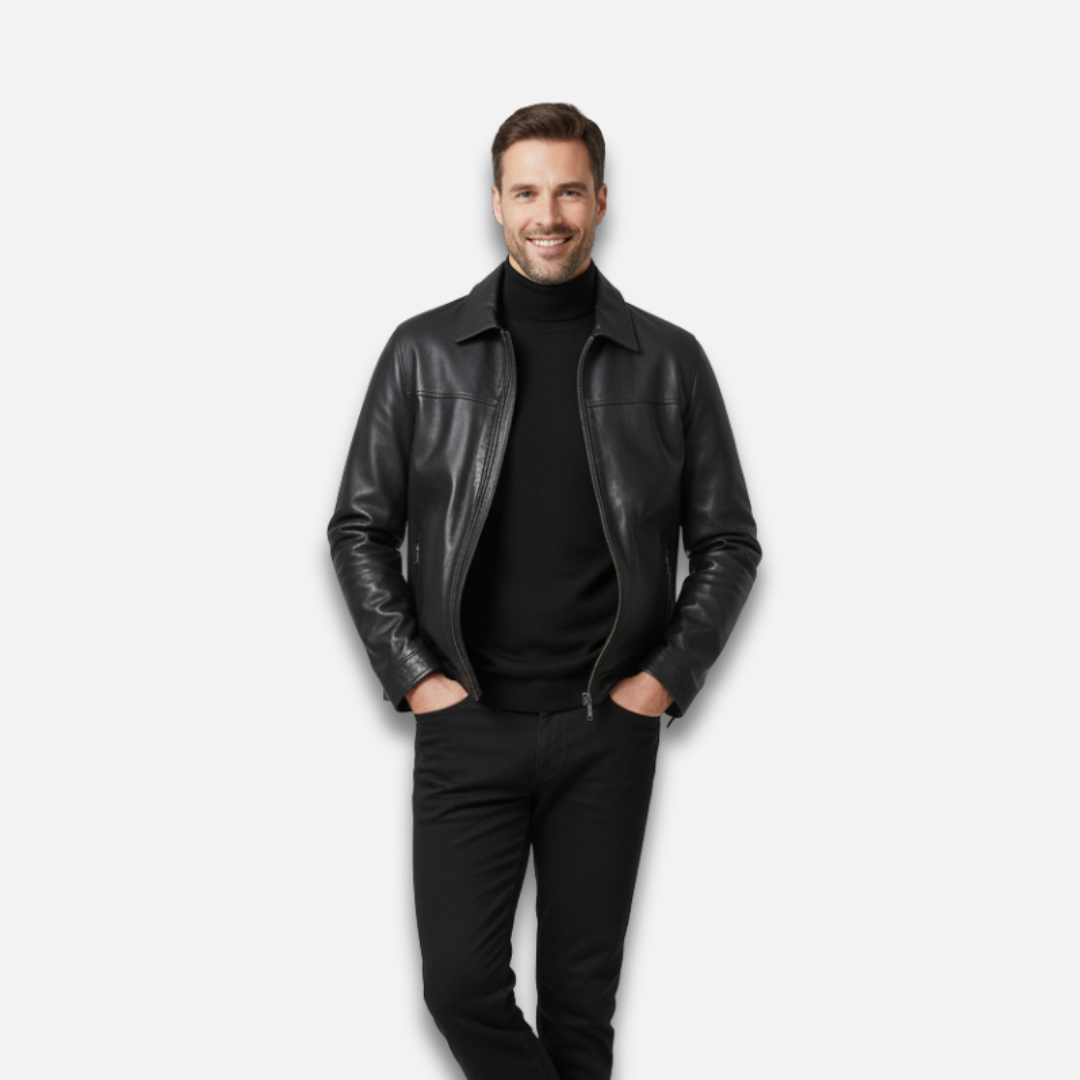Men’s Collar Leather Jacket Laurel & Legacy