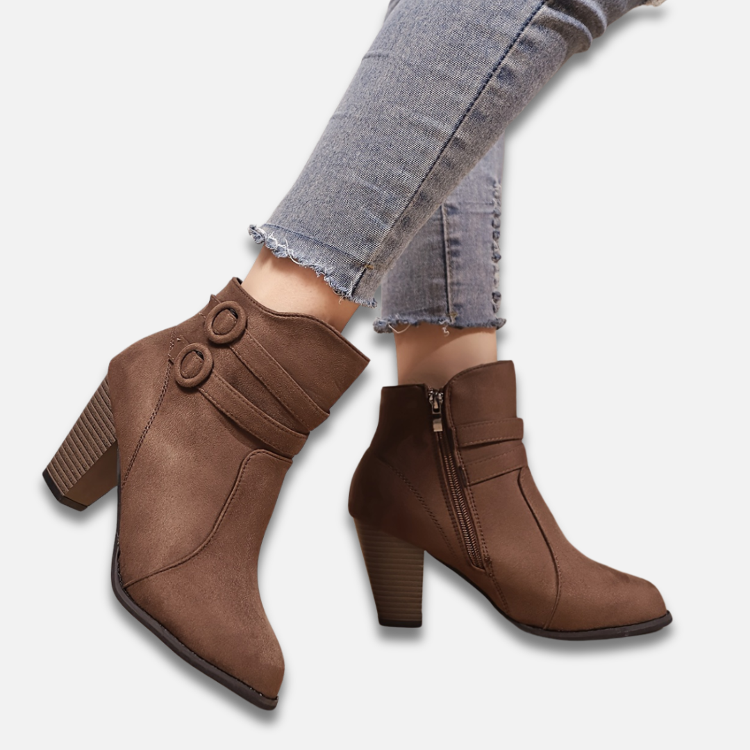 Women’s Button Detail Block Heel Ankle Boots Laurel & Legacy