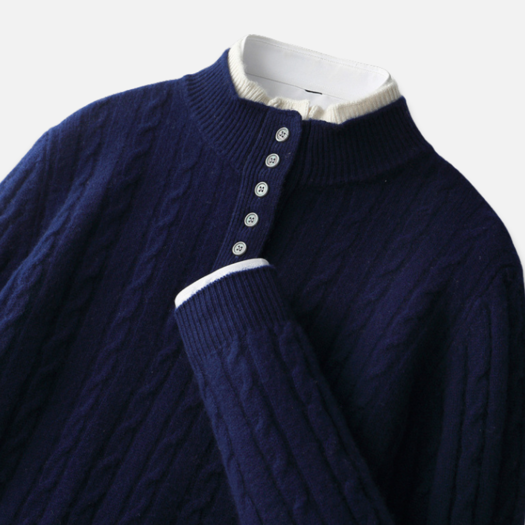 Men’s Cable Knit Buttoned Pullover Sweater Laurel & Legacy