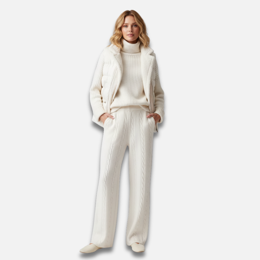 Women’s Three-Piece Knit Set with Turtleneck Sweater, Vest and Trousers Laurel & Legacy