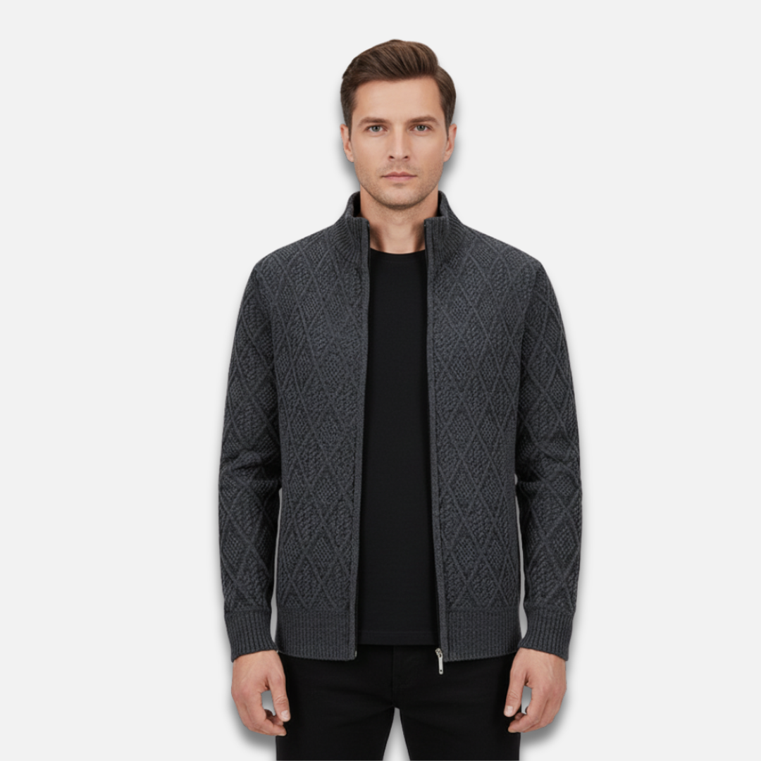 Men’s Diamond Knit Zip-Up Sweater Laurel & Legacy