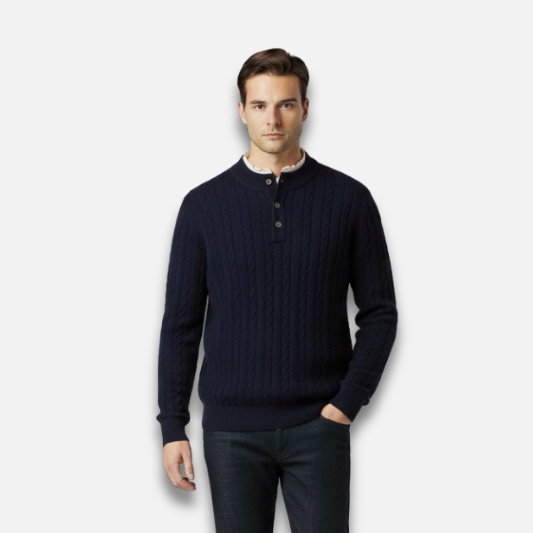 Men’s Cable Knit Buttoned Pullover Sweater Laurel & Legacy