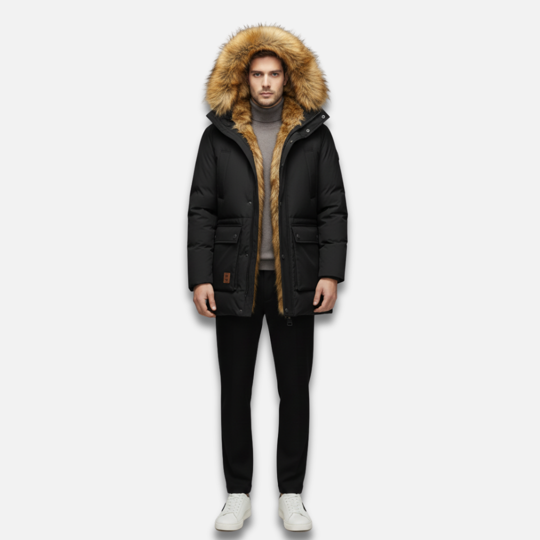 Men’s Fur-Lined Hooded Padded Jacket Laurel & Legacy