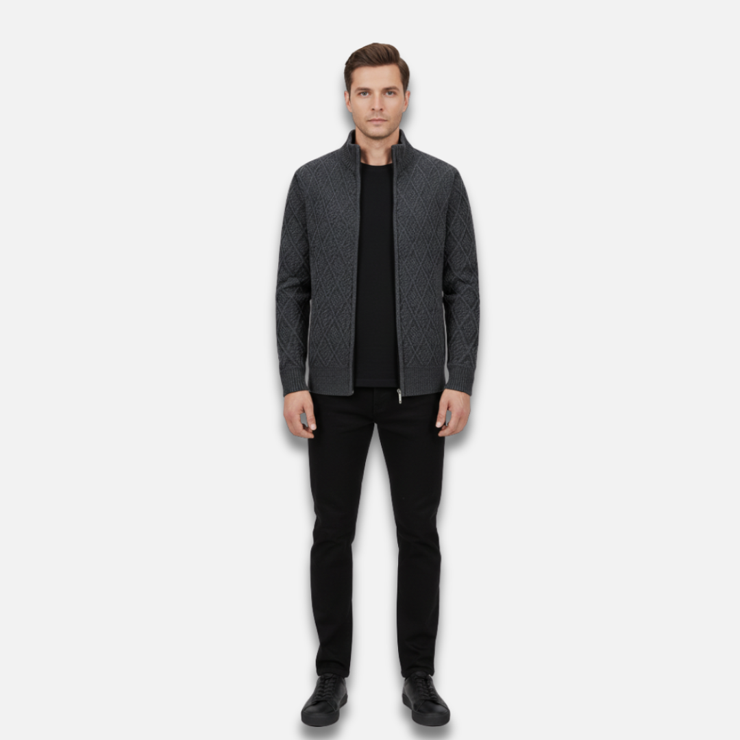 Men’s Diamond Knit Zip-Up Sweater Laurel & Legacy