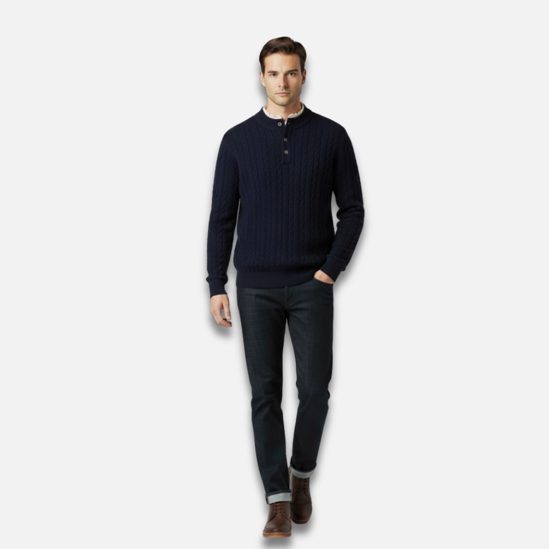 Men’s Cable Knit Buttoned Pullover Sweater Laurel & Legacy