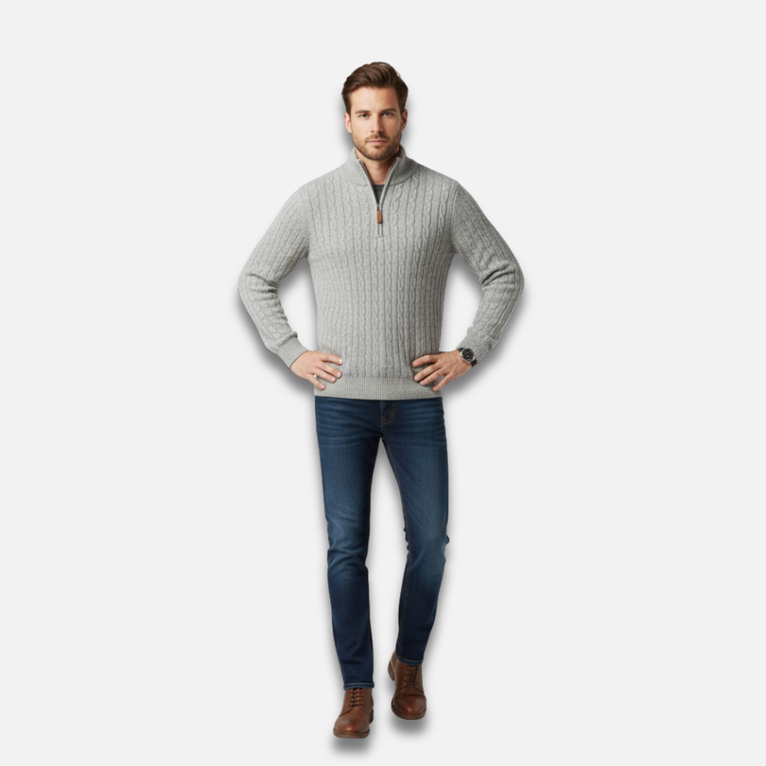 Men’s Timeless Zip Cable Knit Sweater Laurel & Legacy