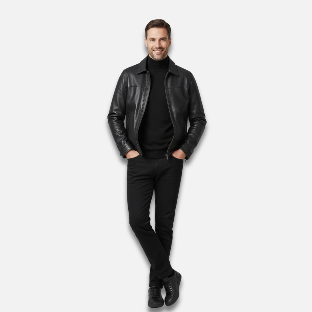 Men’s Collar Leather Jacket Laurel & Legacy