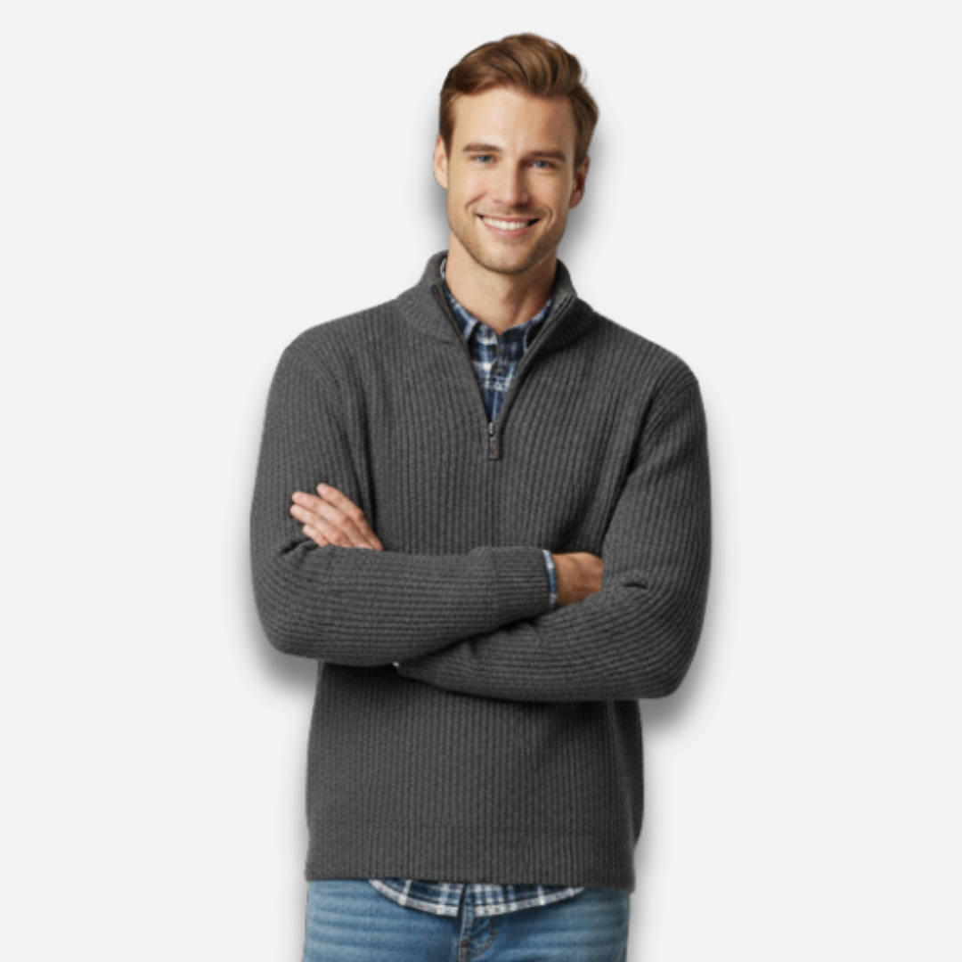 Men’s Half-Zip Ribbed Knit Sweater Laurel & Legacy