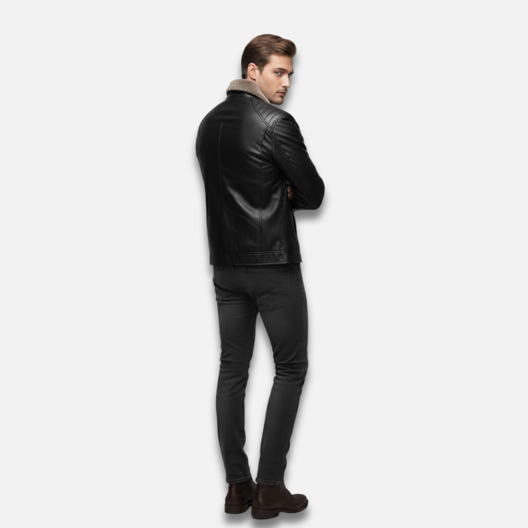 Men’s Lapel Wool-Lined Leather Jacket Laurel & Legacy