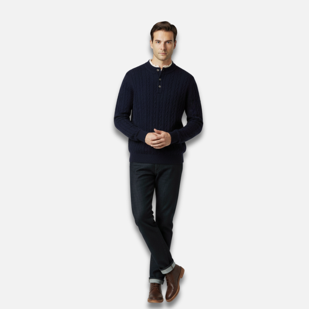 Men’s Cable Knit Buttoned Pullover Sweater Laurel & Legacy