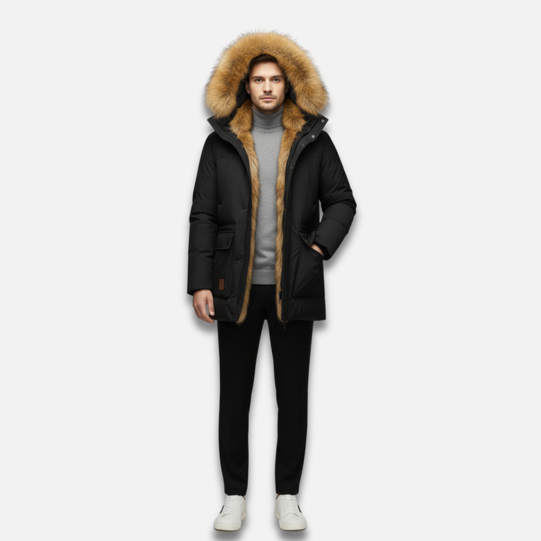 Men’s Fur-Lined Hooded Padded Jacket Laurel & Legacy