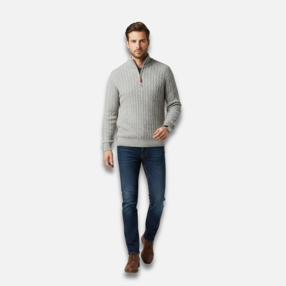 Men’s Timeless Zip Cable Knit Sweater Laurel & Legacy