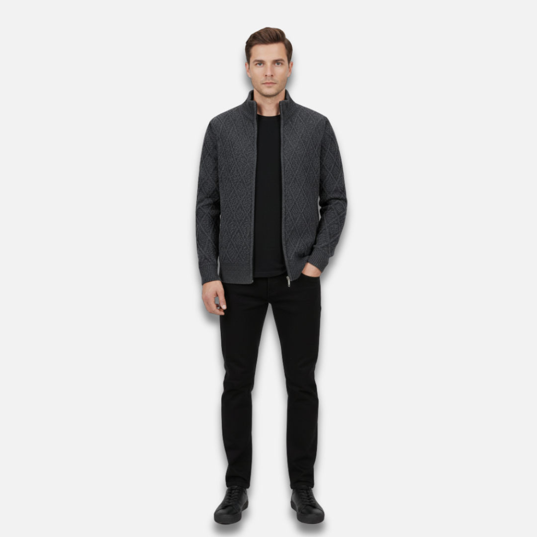 Men’s Diamond Knit Zip-Up Sweater Laurel & Legacy