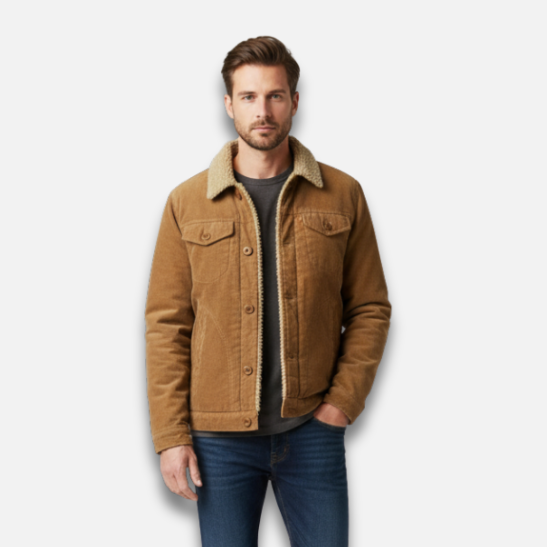 Men’s Corduroy Sherpa Collar Denim Jacket Laurel & Legacy
