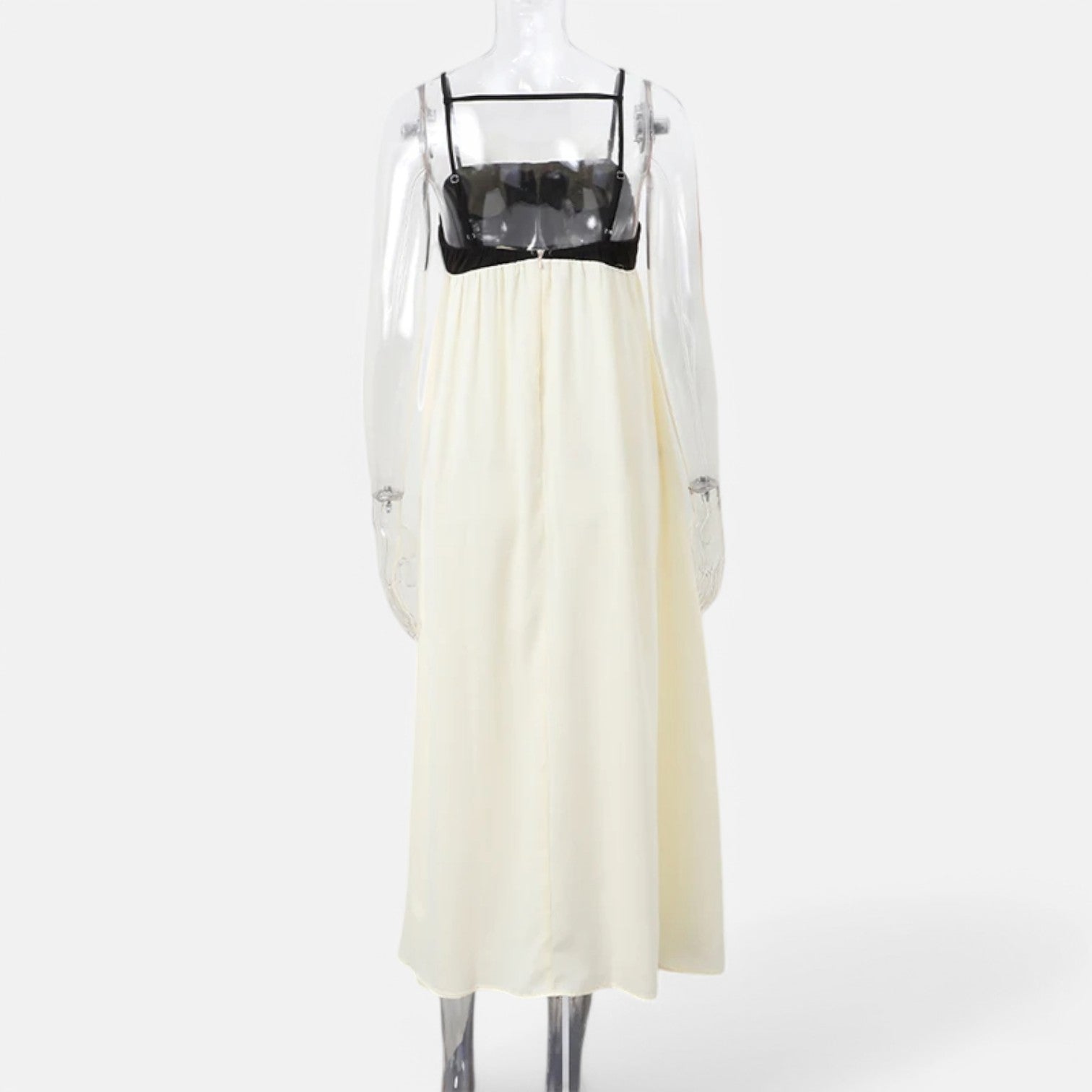 Laurel & Legacy | Women’S Elegant Contrast Maxi Dress Square Neck Backless High Waist