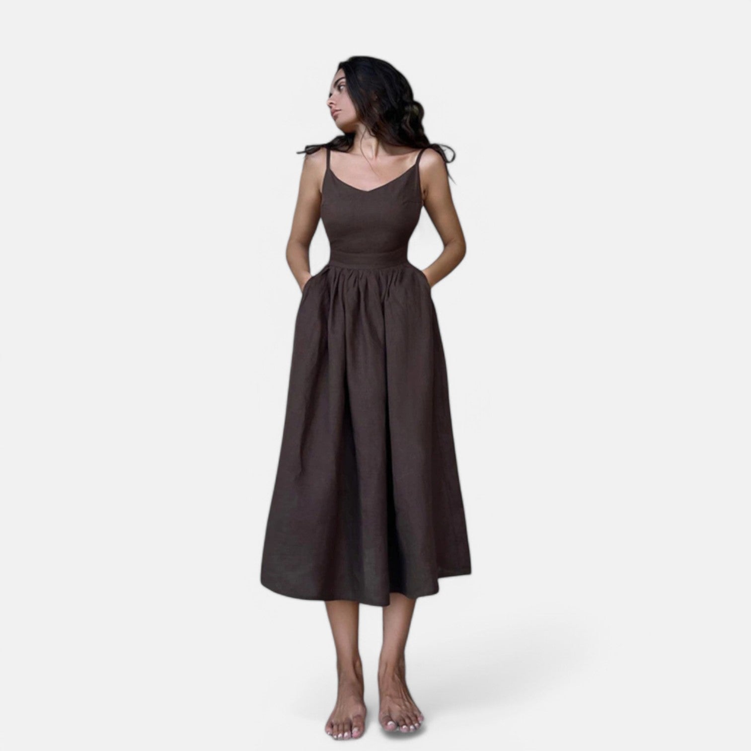 Laurel & Legacy | Women’S Elegant Green Maxi Dress V-Neck Backless Pleated Summer Style
