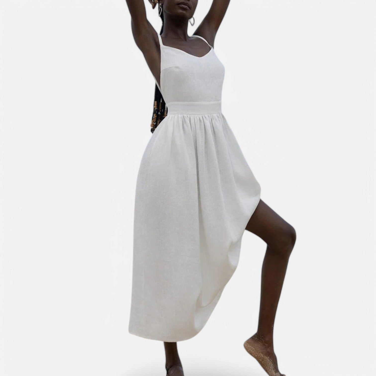Laurel & Legacy | Women’S Elegant Green Maxi Dress V-Neck Backless Pleated Summer Style
