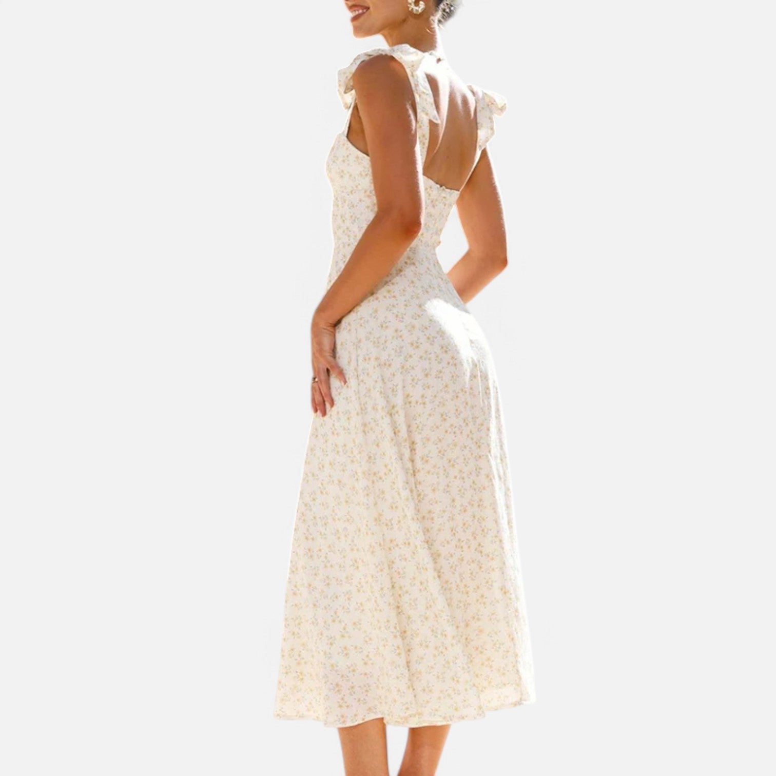 Laurel & Legacy | Women’S Floral Suspender Maxi Dress High Waist Pleated Beachwear