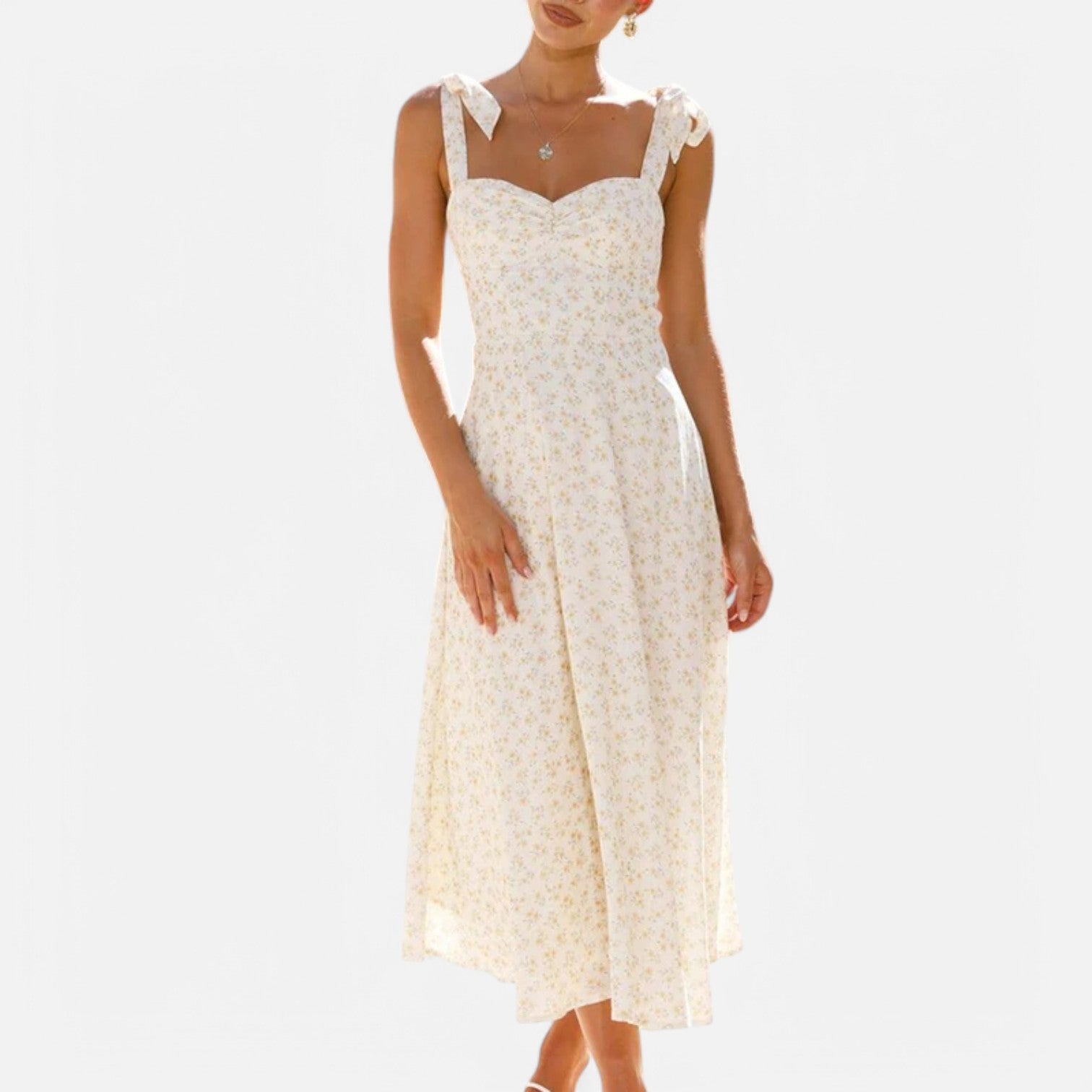 Laurel & Legacy | Women’S Floral Suspender Maxi Dress High Waist Pleated Beachwear
