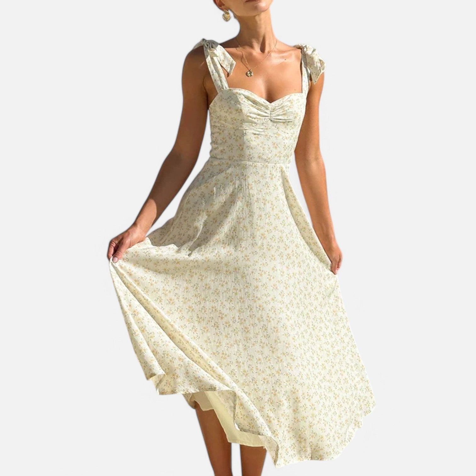 Laurel & Legacy | Women’S Floral Suspender Maxi Dress High Waist Pleated Beachwear
