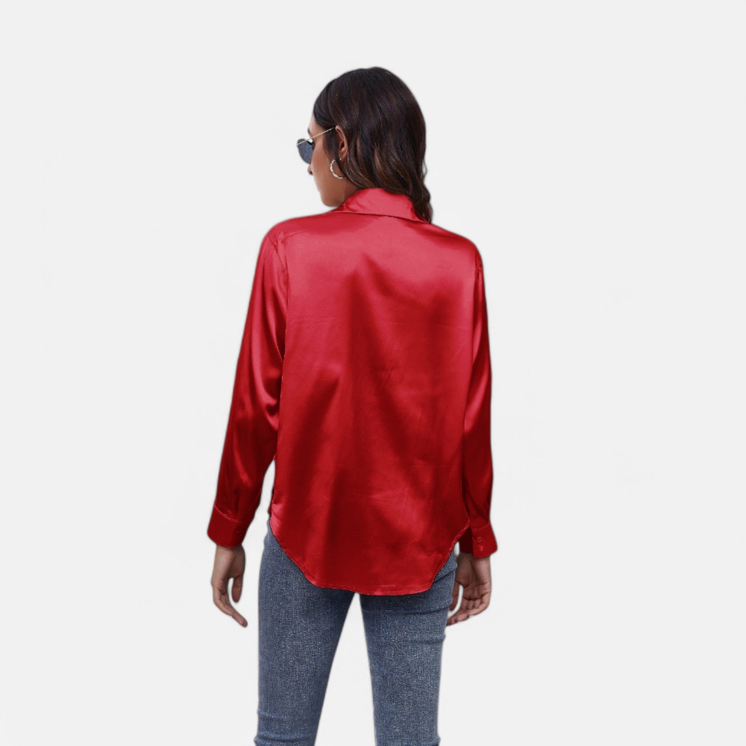 Laurel & Legacy | Women’S Satin Silk Blouse Elegant Long Sleeve Loose Fit