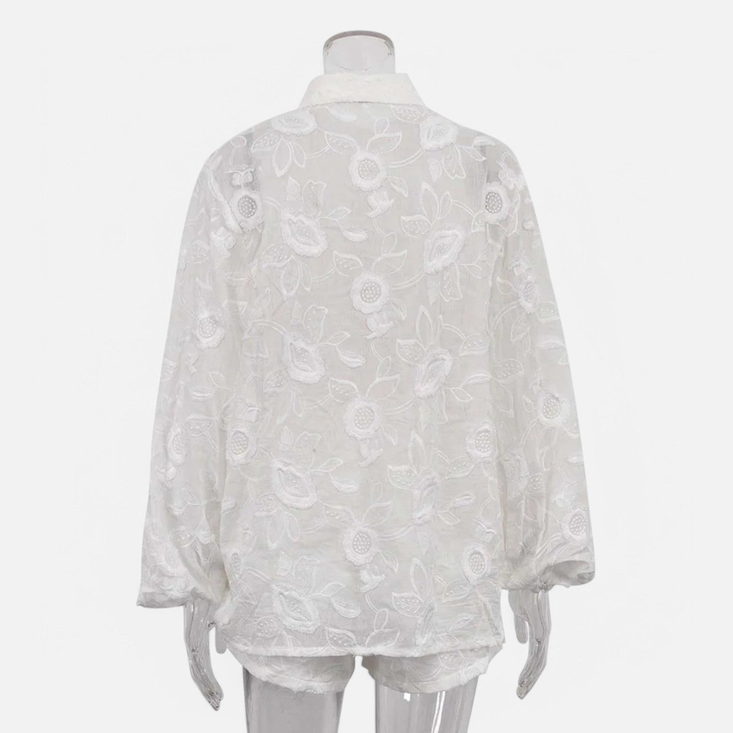 Laurel & Legacy | Women’S Summer Cotton 2-Piece Set Jacquard Shirt & High Waist Shorts